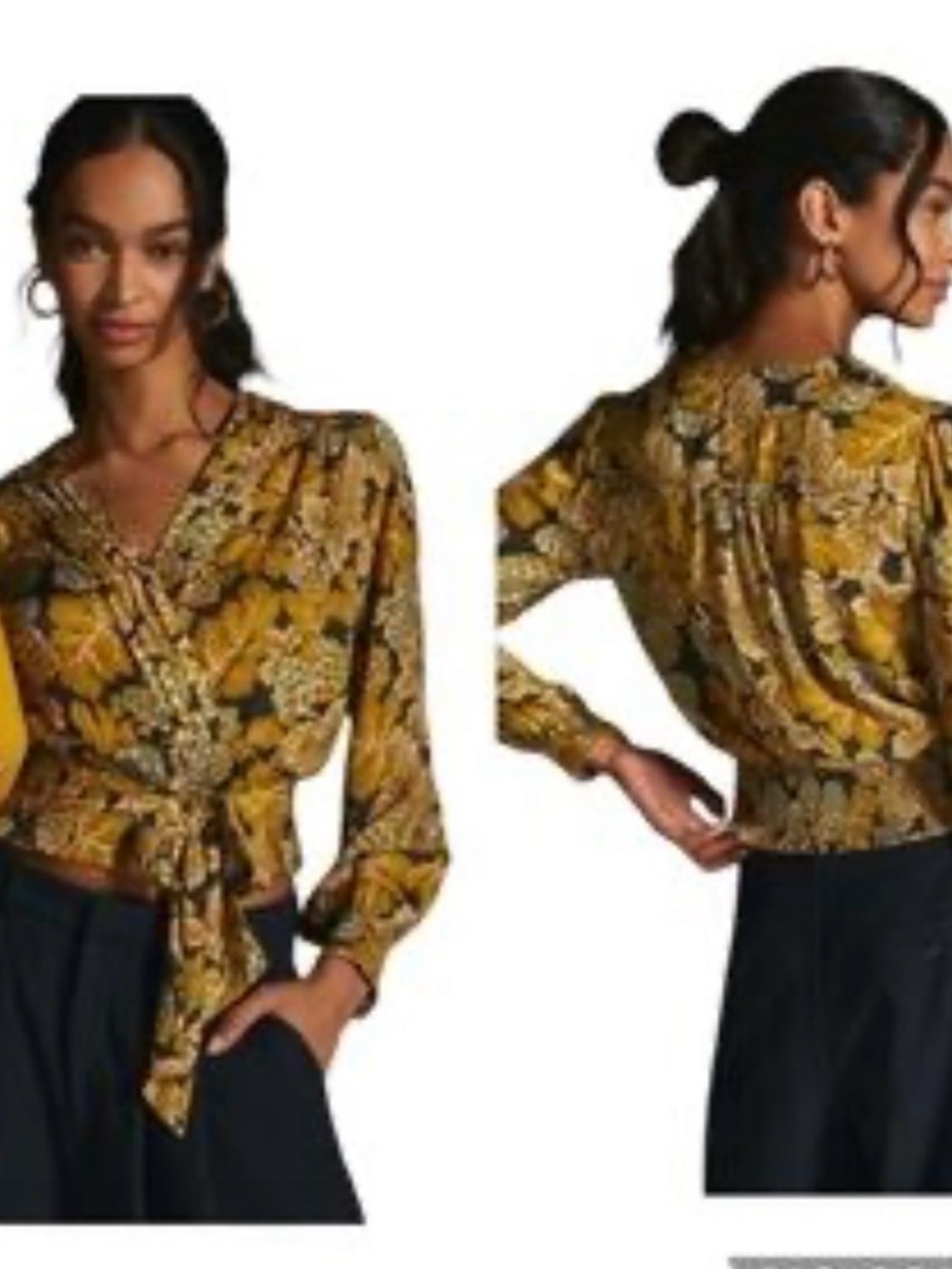 Anthropologie Floral Wrap Blouse